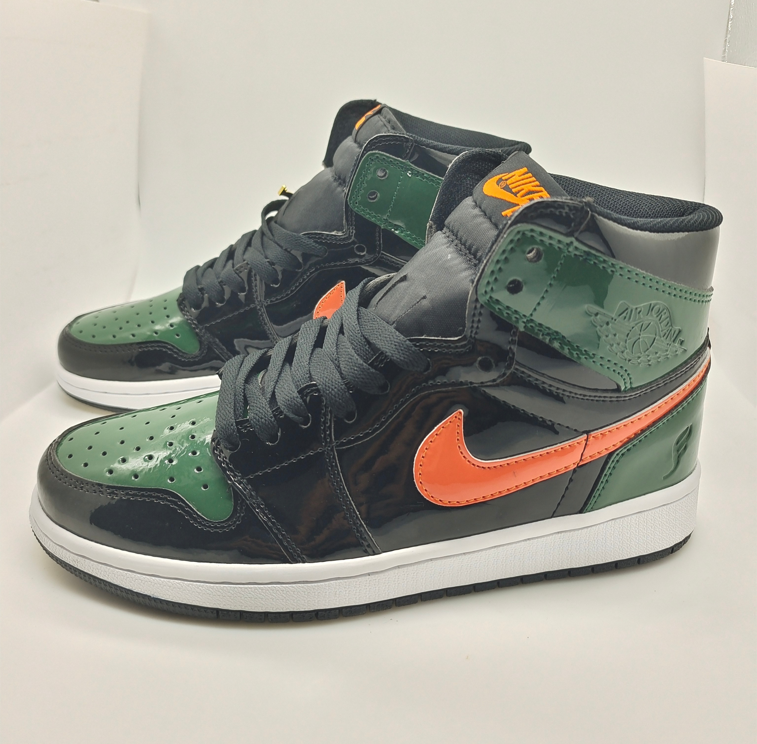 Women's Running Weapon Air Jordan 1 Green/Black/Orange Shoes 0211 Women's Running Weapon Air Jordan 1 Green/Black/Orange Shoes 0211